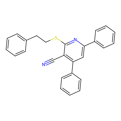 4,6-Diphenyl-2-(2-phenylethylthio)pyridine-3-carbonitrile structure