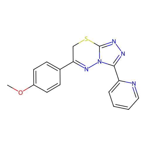 6-(4-methoxyphenyl)-3-(pyridin-2-yl)-7H-[1,2,4]triazolo[3,4-b][1,3,4]thiadiazine structure