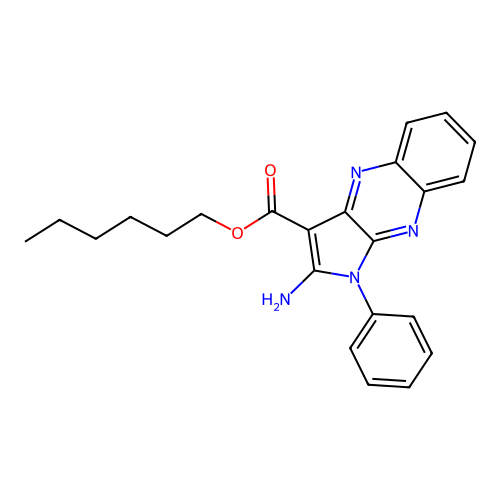 hexyl 2-amino-1-phenyl-1H-pyrrolo[2,3-b]quinoxaline-3-carboxylate structure