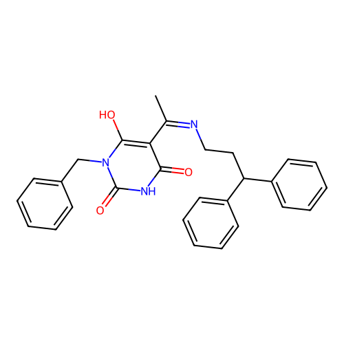 1-benzyl-5-[1-(3,3-diphenylpropylamino)ethylidene]-1,3-diazinane-2,4,6-trione structure