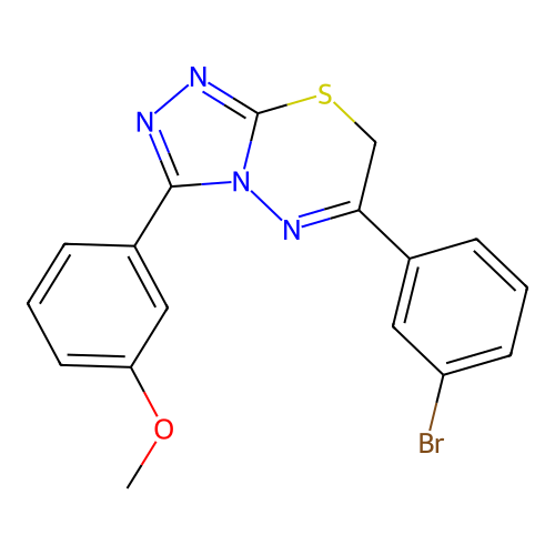 6-(3-bromophenyl)-3-(3-methoxyphenyl)-7H-[1,2,4]triazolo[3,4-b][1,3,4]thiadiazine structure