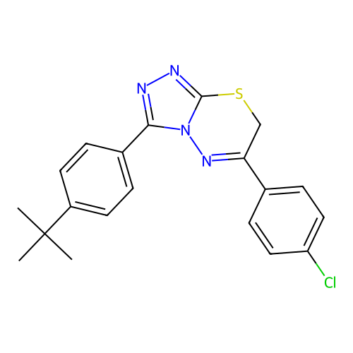 3-(4-tert-butylphenyl)-6-(4-chlorophenyl)-7H-[1,2,4]triazolo[3,4-b][1,3,4]thiadiazine structure