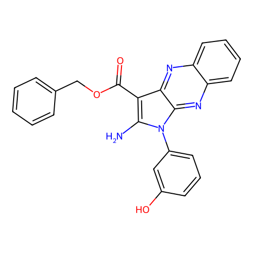 benzyl 2-amino-1-(3-hydroxyphenyl)-1H-pyrrolo[2,3-b]quinoxaline-3-carboxylate structure