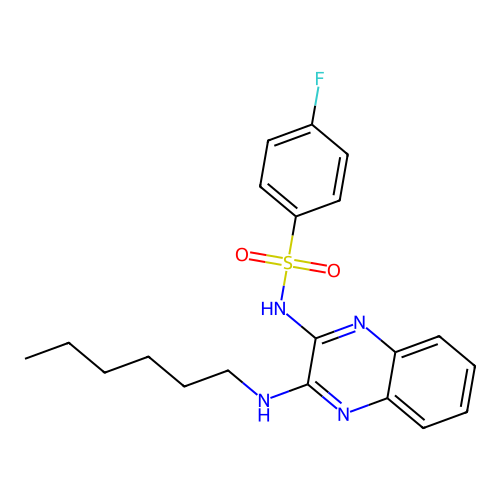 4-fluoro-N-[3-(hexylamino)quinoxalin-2-yl]benzenesulfonamide structure