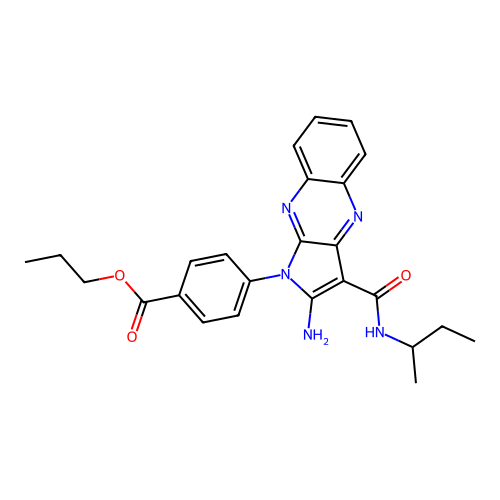 propyl 4-(2-amino-3-(sec-butylcarbamoyl)-1H-pyrrolo[2,3-b]quinoxalin-1-yl)benzoate structure