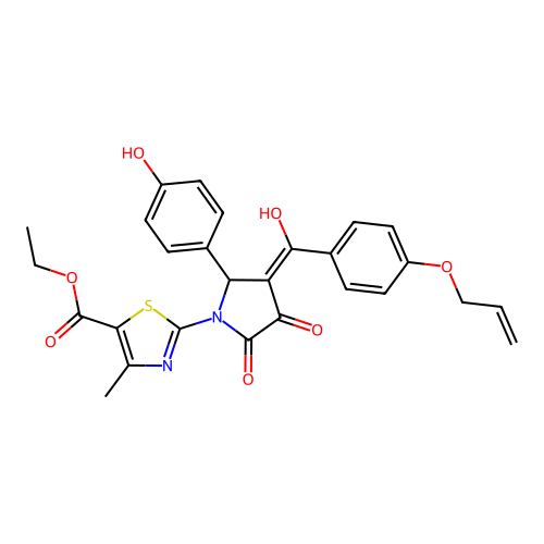 ethyl 2-(3-(4-(allyloxy)benzoyl)-4-hydroxy-2-(4-hydroxyphenyl)-5-oxo-2,5-dihydro-1H-pyrrol-1-yl)-4-methylthiazole-5-carboxylate structure
