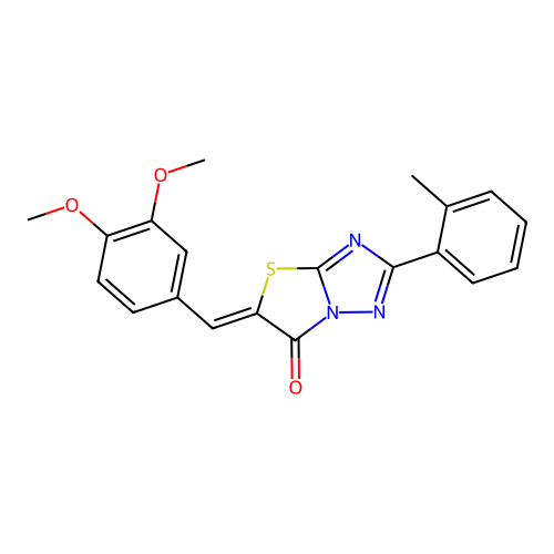 (Z)-5-(3,4-dimethoxybenzylidene)-2-(o-tolyl)thiazolo[3,2-b][1,2,4]triazol-6(5H)-one structure
