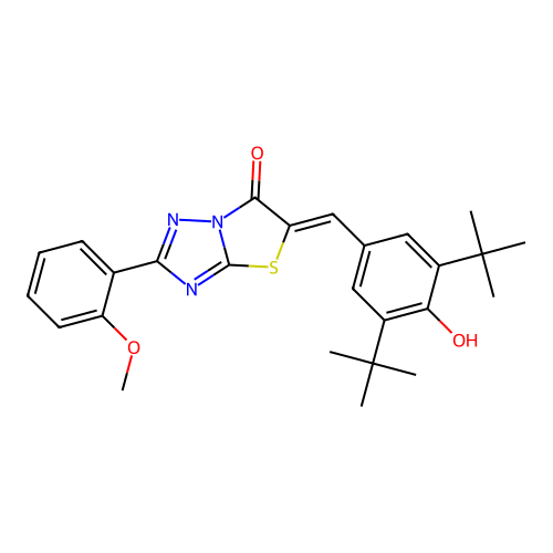 (5Z)-5-[(3,5-DI-TERT-BUTYL-4-HYDROXYPHENYL)METHYLIDENE]-2-(2-METHOXYPHENYL)-5H,6H-[1,2,4]TRIAZOLO[3,2-B][1,3]THIAZOL-6-ONE structure