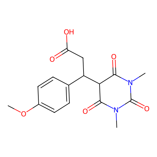 3-(1,3-dimethyl-2,4,6-trioxo-1,3-diazinan-5-yl)-3-(4-methoxyphenyl)propanoic Acid structure