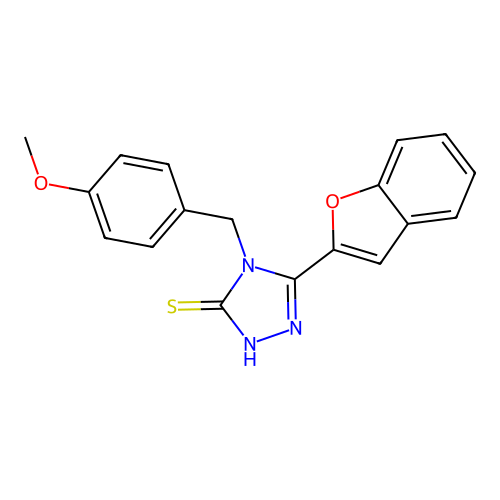 5-(1-benzofuran-2-yl)-4-(4-methoxybenzyl)-4H-1,2,4-triazole-3-thiol structure