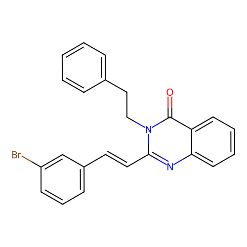 2-[(E)-2-(3-bromophenyl)ethenyl]-3-(2-phenylethyl)quinazolin-4(3H)-one structure