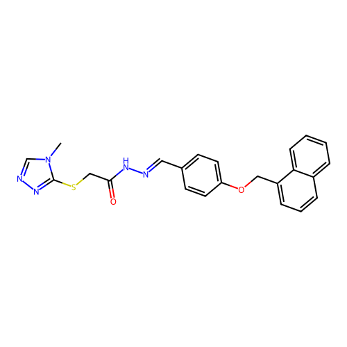 (E)-2-((4-methyl-4H-1,2,4-triazol-3-yl)thio)-N'-(4-(naphthalen-1-ylmethoxy)benzylidene)acetohydrazide structure