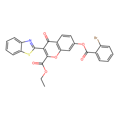 3-Benzothiazol-2-yl-2-(ethoxycarbonyl)-4-oxochromen-7-yl 2-bromobenzoate structure