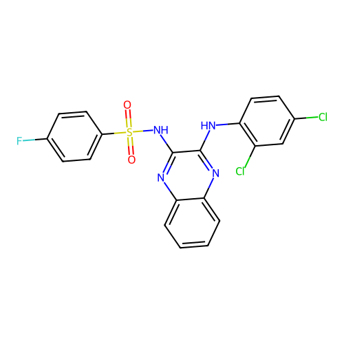 N-(3-((2,4-dichlorophenyl)amino)quinoxalin-2-yl)-4-fluorobenzenesulfonamide structure