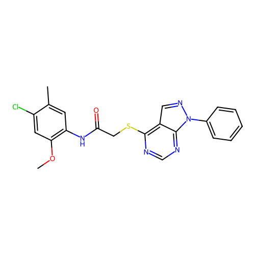 N-(4-chloro-2-methoxy-5-methylphenyl)-2-((1-phenyl-1H-pyrazolo[3,4-d]pyrimidin-4-yl)thio)acetamide structure