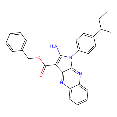 benzyl 2-amino-1-(4-(sec-butyl)phenyl)-1H-pyrrolo[2,3-b]quinoxaline-3-carboxylate structure