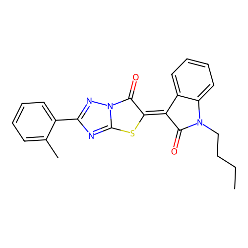 (5Z)-5-(1-butyl-2-oxoindol-3-ylidene)-2-(2-methylphenyl)-[1,3]thiazolo[3,2-b][1,2,4]triazol-6-one structure
