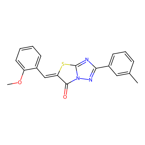 (Z)-5-(2-methoxybenzylidene)-2-(m-tolyl)thiazolo[3,2-b][1,2,4]triazol-6(5H)-one structure
