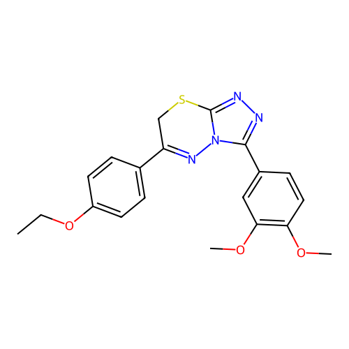 3-(3,4-dimethoxyphenyl)-6-(4-ethoxyphenyl)-7H-[1,2,4]triazolo[3,4-b][1,3,4]thiadiazine structure