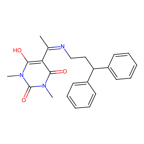 5-[1-(3,3-Diphenyl-propylamino)-ethylidene]-1,3-dimethyl-pyrimidine-2,4,6-trione structure