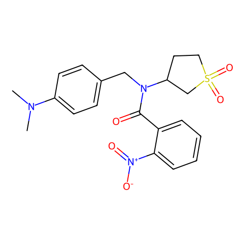 N-(4-(dimethylamino)benzyl)-N-(1,1-dioxidotetrahydrothiophen-3-yl)-2-nitrobenzamide structure