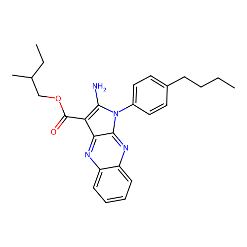 2-methylbutyl 2-amino-1-(4-butylphenyl)-1H-pyrrolo[2,3-b]quinoxaline-3-carboxylate structure