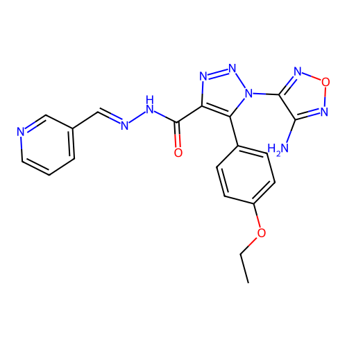 (E)-1-(4-amino-1,2,5-oxadiazol-3-yl)-5-(4-ethoxyphenyl)-N'-(pyridin-3-ylmethylene)-1H-1,2,3-triazole-4-carbohydrazide structure