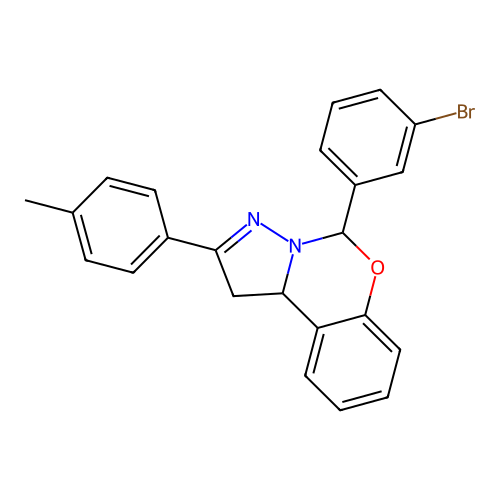 5-(3-bromophenyl)-2-(4-methylphenyl)-1,10b-dihydropyrazolo[1,5-c][1,3]benzoxazine structure