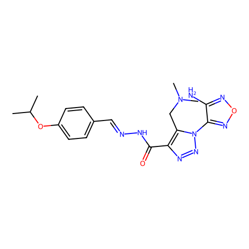 (E)-1-(4-amino-1,2,5-oxadiazol-3-yl)-5-((dimethylamino)methyl)-N'-(4-isopropoxybenzylidene)-1H-1,2,3-triazole-4-carbohydrazide structure
