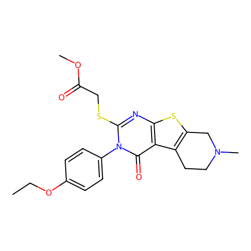 methyl {[3-(4-ethoxyphenyl)-7-methyl-4-oxo-3,4,5,6,7,8-hexahydropyrido[4',3':4,5]thieno[2,3-d]pyrimidin-2-yl]sulfanyl}acetate structure