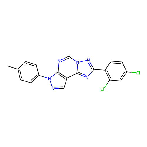 2-(2,4-dichlorophenyl)-7-(4-methylphenyl)-7H-pyrazolo[4,3-e][1,2,4]triazolo[1,5-c]pyrimidine structure