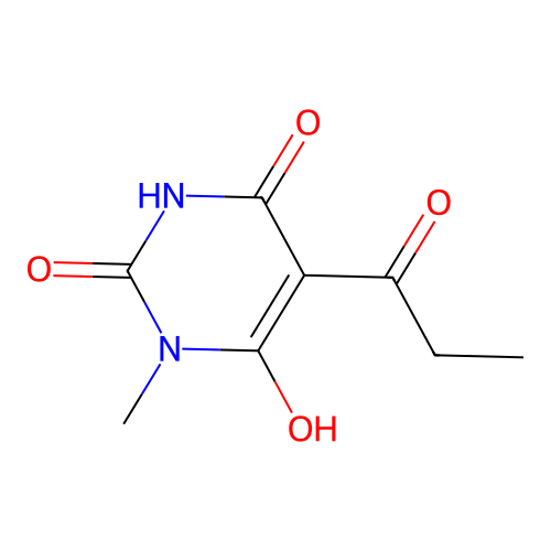 6-hydroxy-1-methyl-5-propanoylpyrimidine-2,4(1H,3H)-dione structure