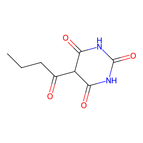 Hexahydropyrimidine-2,4,6-trione, 5-butyryl- structure