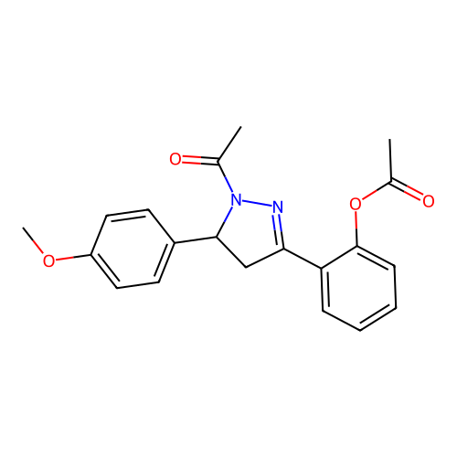 [2-[2-acetyl-3-(4-methoxyphenyl)-3,4-dihydropyrazol-5-yl]phenyl] acetate structure