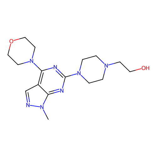 1-Piperazineethanol, 4-[1-methyl-4-(4-morpholinyl)-1H-pyrazolo[3,4-d]pyrimidin-6-yl]- structure