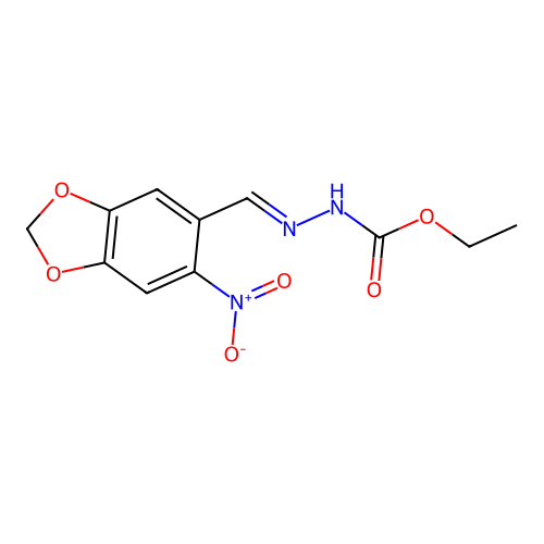 ethyl N-[(E)-(6-nitro-1,3-benzodioxol-5-yl)methylideneamino]carbamate structure