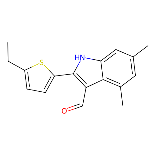 2-(5-ethylthiophen-2-yl)-4,6-dimethyl-1H-indole-3-carbaldehyde structure