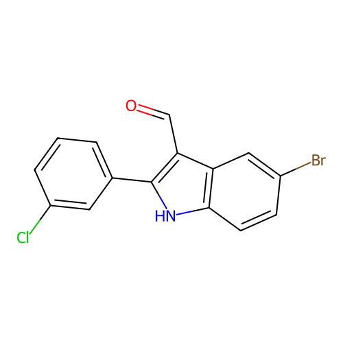 5-bromo-2-(3-chlorophenyl)-1H-indole-3-carbaldehyde structure