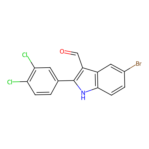 5-bromo-2-(3,4-dichlorophenyl)-1H-indole-3-carbaldehyde structure