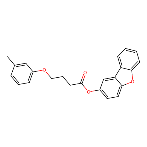 Dibenzofuran-2-yl 4-(3-methylphenoxy)butanoate structure