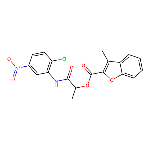 2-Benzofurancarboxylicacid,3-methyl-,2-[ amino]-1-methyl-2-oxoethylester structure