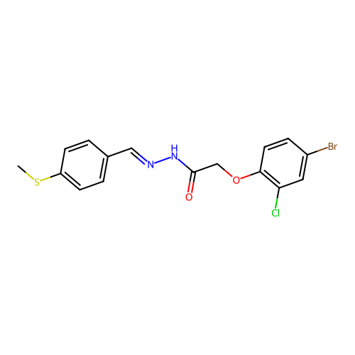 2-(4-bromo-2-chlorophenoxy)-N'-[4-(methylsulfanyl)benzylidene]acetohydrazide structure