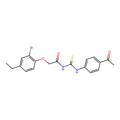 N-(4-acetylphenyl)-N'-[(2-bromo-4-ethylphenoxy)acetyl]thiourea structure