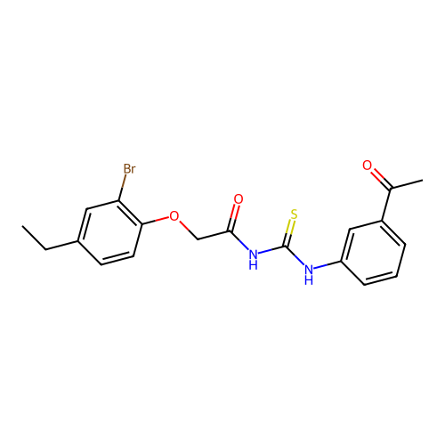 N-[(3-acetylphenyl)carbamothioyl]-2-(2-bromo-4-ethylphenoxy)acetamide structure