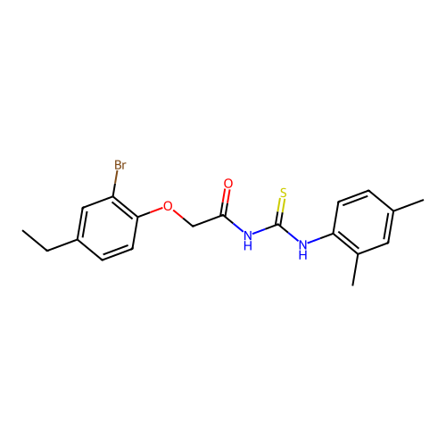 N-[(2-bromo-4-ethylphenoxy)acetyl]-N'-(2,4-dimethylphenyl)thiourea structure