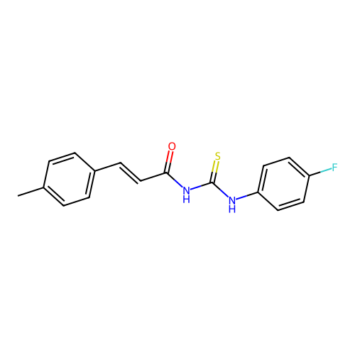 (2E)-N-[(4-fluorophenyl)carbamothioyl]-3-(4-methylphenyl)prop-2-enamide structure
