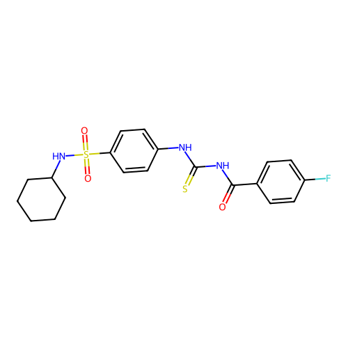 N-[[4-(cyclohexylsulfamoyl)phenyl]carbamothioyl]-4-fluorobenzamide structure
