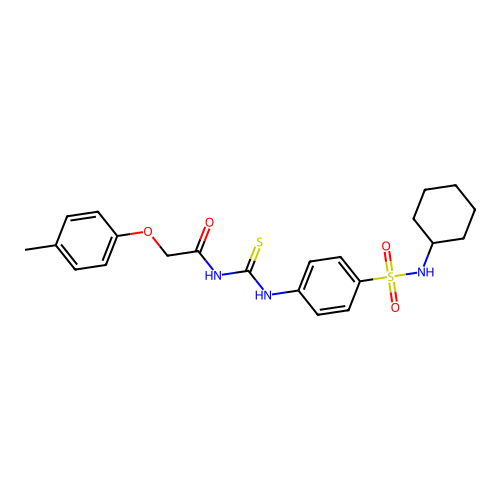 N-{[4-(cyclohexylsulfamoyl)phenyl]carbamothioyl}-2-(4-methylphenoxy)acetamide structure