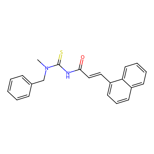 (2E)-N-[benzyl(methyl)carbamothioyl]-3-(naphthalen-1-yl)prop-2-enamide structure