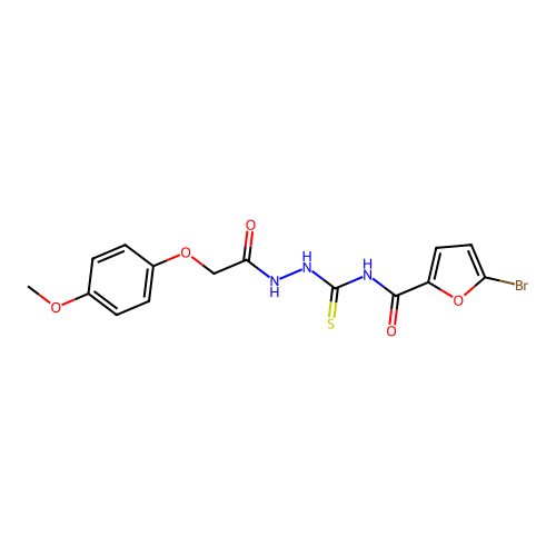 5-bromo-N-({2-[(4-methoxyphenoxy)acetyl]hydrazino}carbothioyl)-2-furamide structure